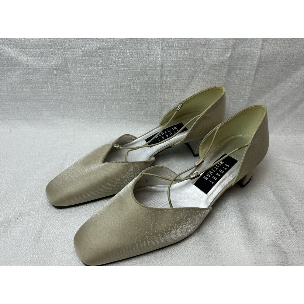 Women's Stuart Weitzman 7B Champagne Heels With Straps 3W03985